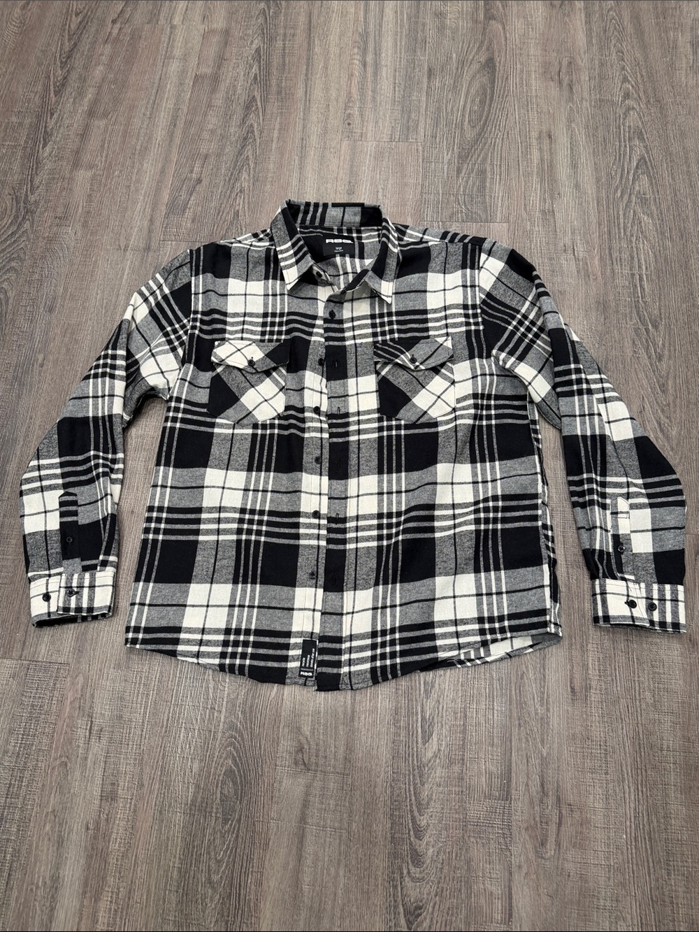 RSQ Black & White Plaid Button-Down Shirt